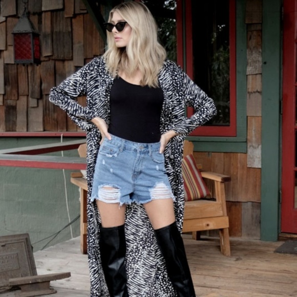 Long Animal Printj Long Cardigan - Picture 1 of 8